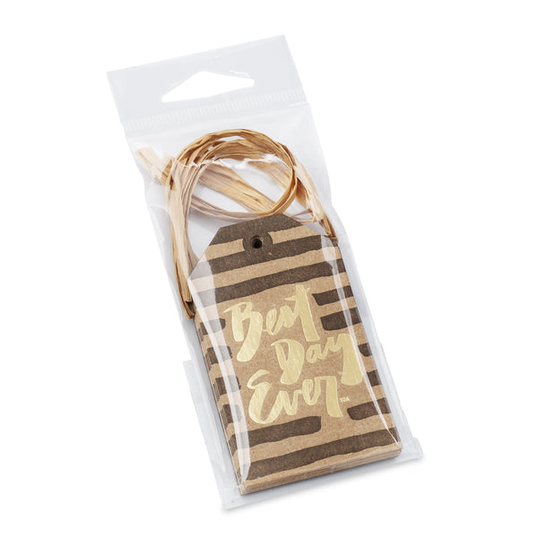 Gold Gift Tag Set with Raffia Ribbon 